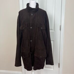 Joseph Jos. A. Bank Chocolate Brown Suede Leather Overcoat Jacket